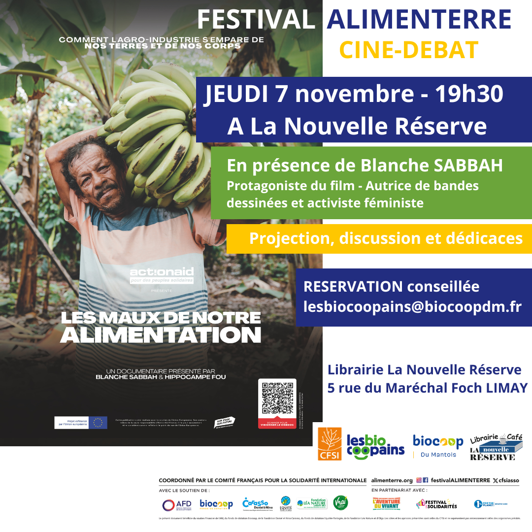 Jeudi 7 novembre à 19h30 : projection – Les maux de notre alimentation