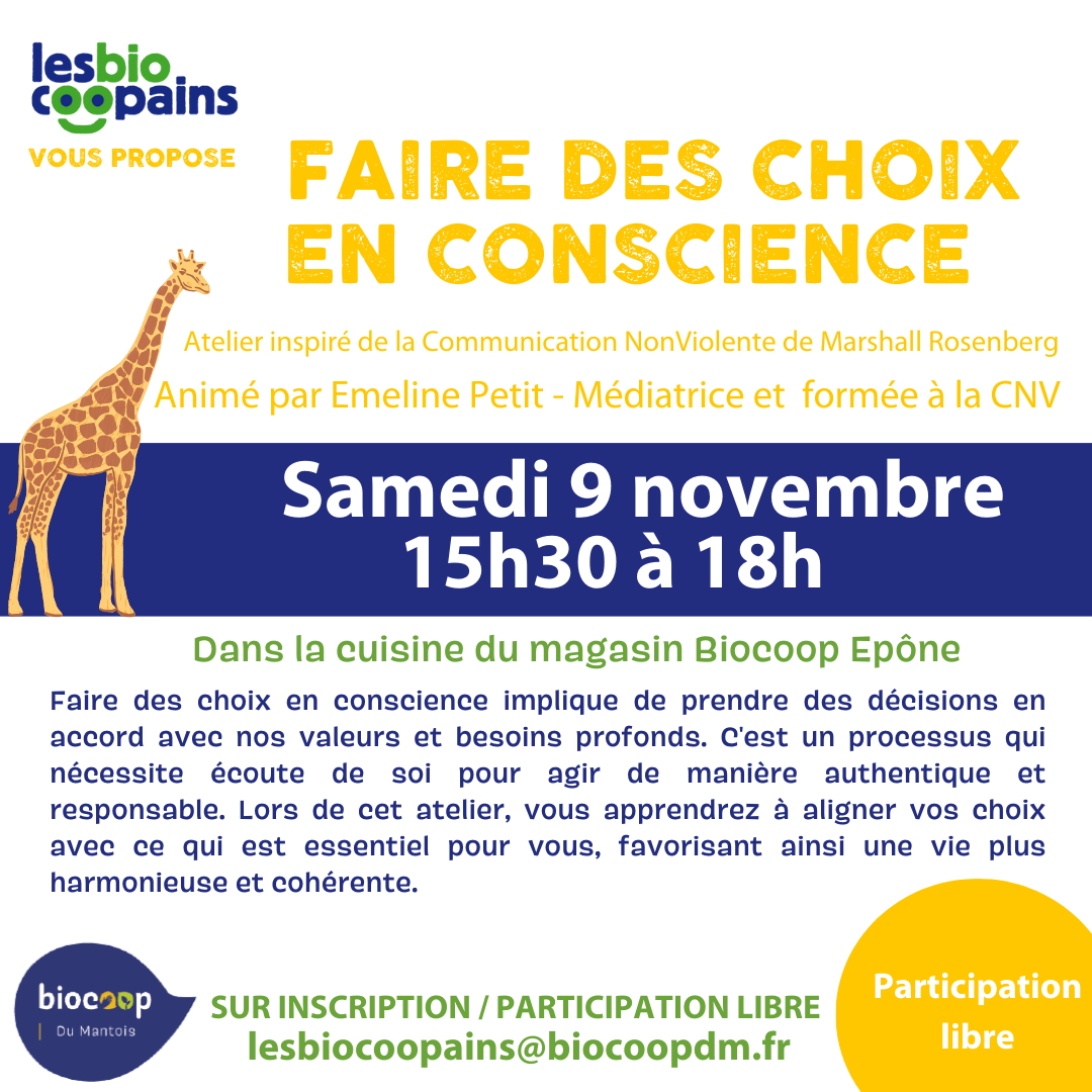 Samedi 9 novembre : Atelier Faire des choix en conscience