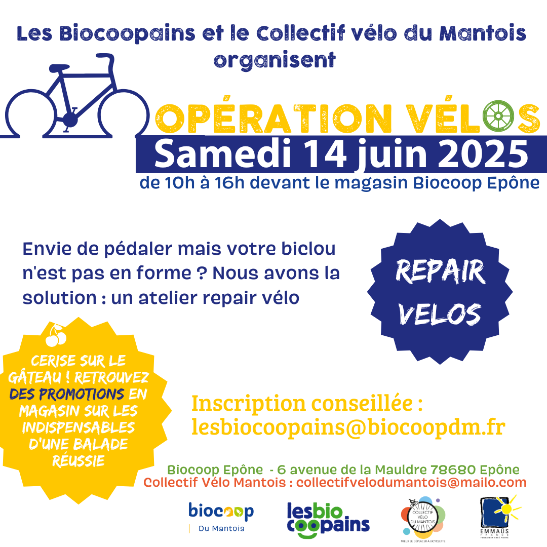 Repair vélo devant le magasin Biocoop Epône