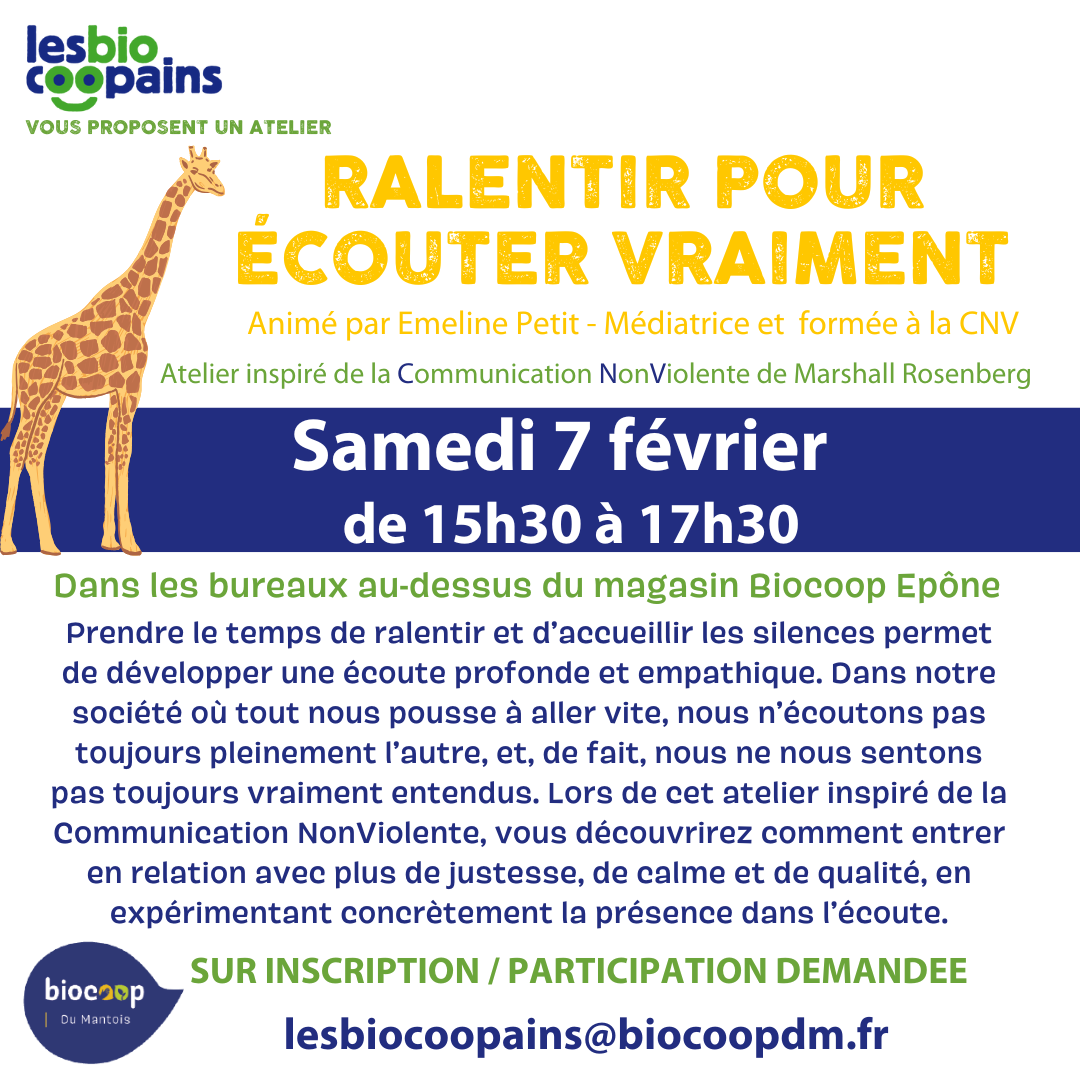 Samedi 7 février – 15h30 : Ralentir pour écouter vraiment