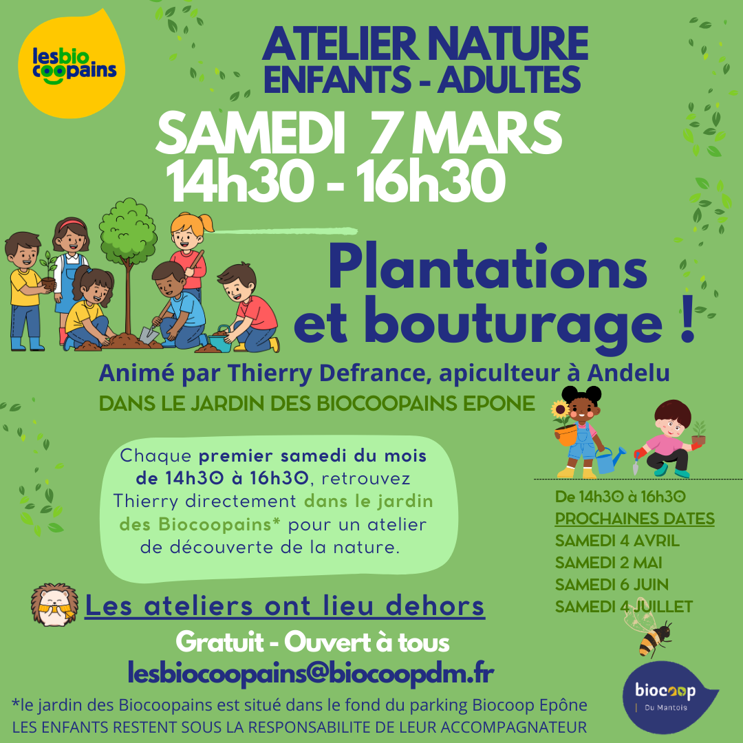 Samedi 7 mars – Atelier nature dans le jardin des Biocoopains