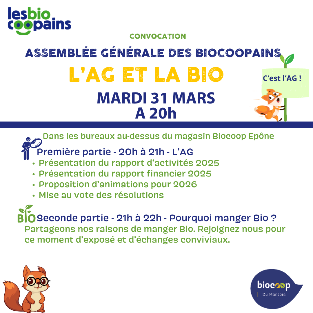 Mardi 31 mars – 20h : Assemblée générale