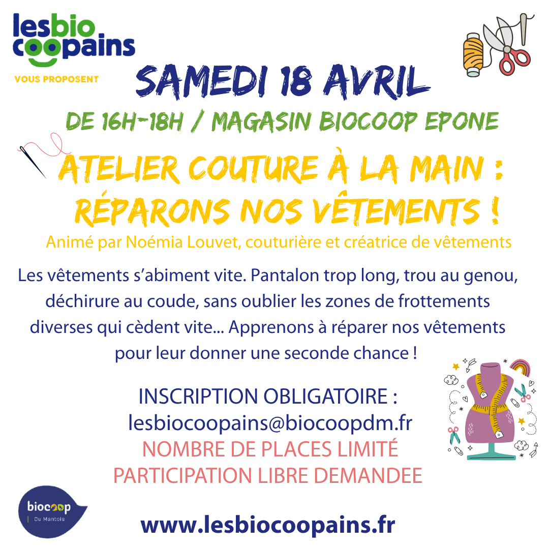 Samedi 18 avril – 16h : Atelier couture