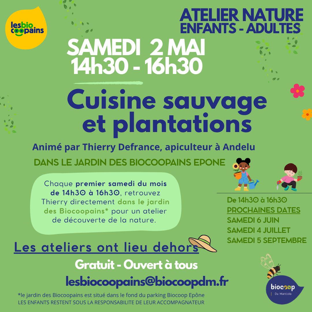 Samedi 2 mai – 14h30 – Atelier au jardin : Cuisine sauvage et plantations