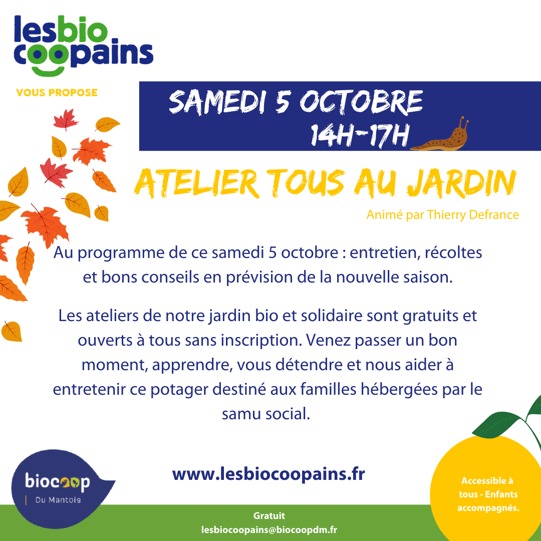 Samedi 5 octobre : atelier au jardin